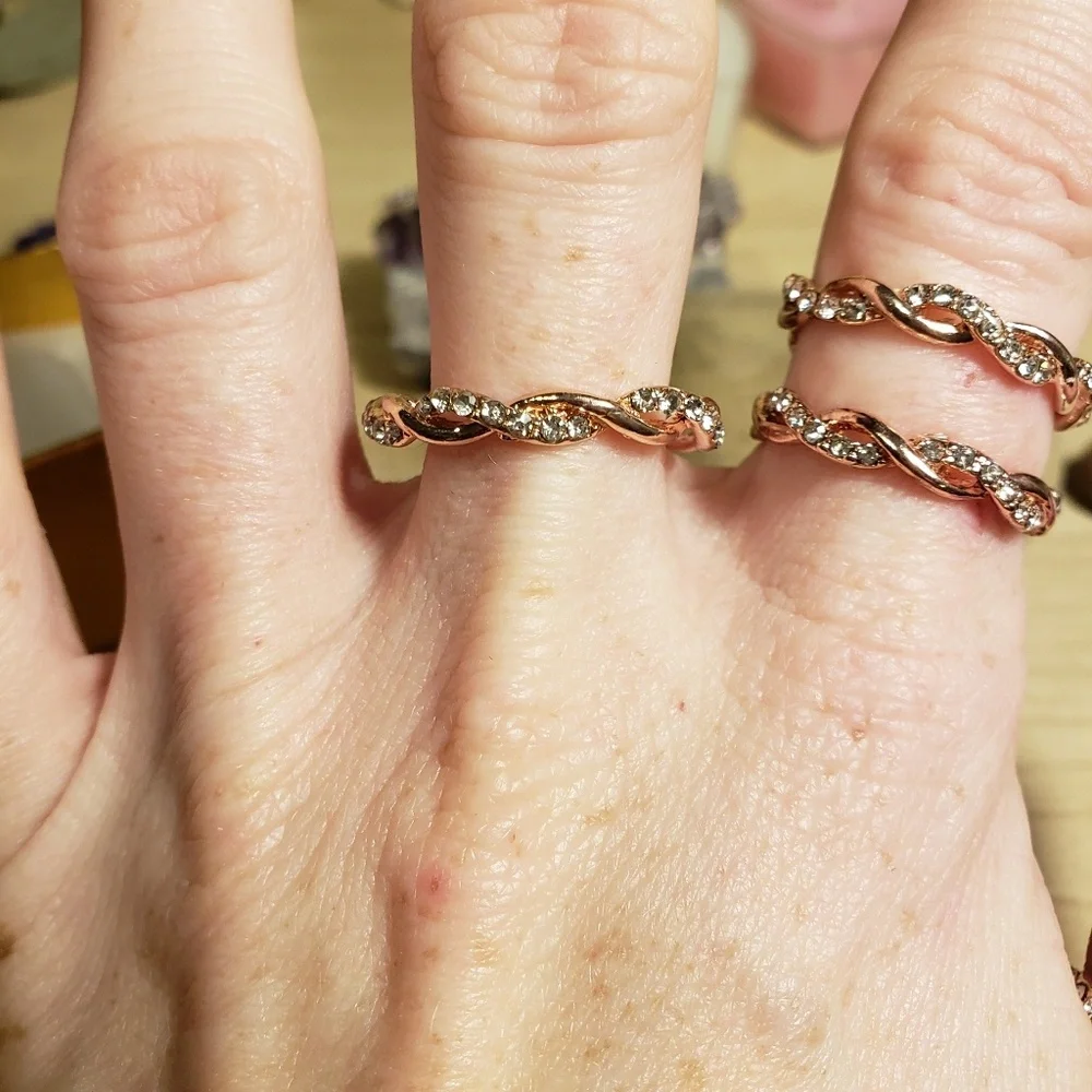 Rose gold and Crystals twist style bands